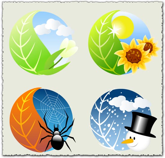These four seasons vector design templates can be quite useful if you are