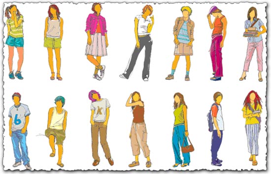 Here you have some really nice teenagers silhouette vectors