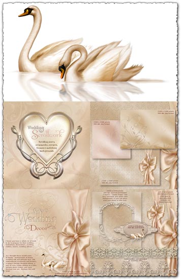 wedding invitations background. PSD wedding ornaments frames