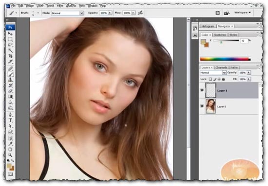 Photoshop tutorial Changing Hair Color Brunette to Blonde