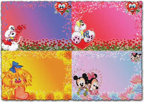 pictures of hearts and flowers. Photoshop cartoon backgrounds with hearts and flowers
