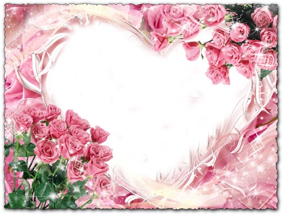 images of roses and hearts. frame pink roses and heart