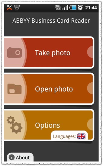 ABBYY Business Card Reader 1.0.78.5 Android application