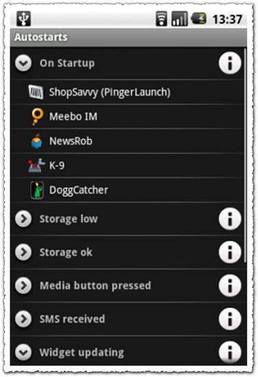 Autostarts 1.7.0 Android application