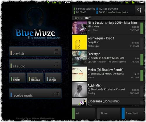 BlueMuze 0.9.7a application for Android