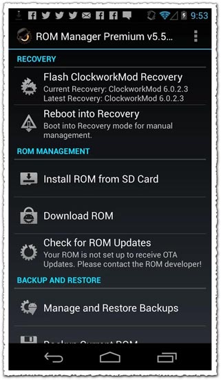 ROM Manager Premium 3.0.1.3 Android application