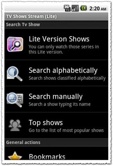 TV Shows Stream 3.1 Android application