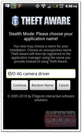 Theft Aware 2.0 Android application
