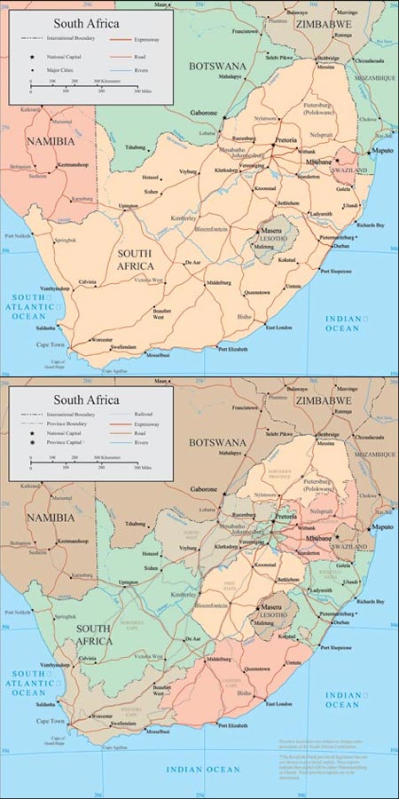 map of africa with rivers and lakes. South Africa vector maps