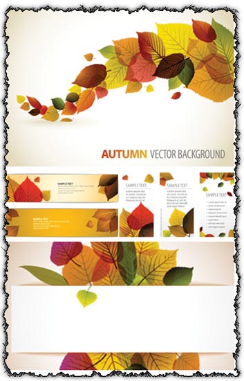 6 eps vector banners with jpg preview 7 Mb Autumn banner templates