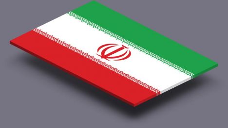 perspective transparent flag of Iran