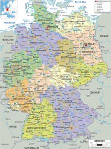 Large detailed political and administrative map of germany with all cities roads and airports