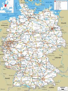 Large detailed road map of germany with all cities and airports