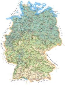 Large detailed road map of germany with all cities villages and airports