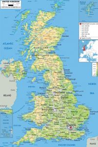 large detailed physical map of united kingdom with all roads cities and airports for free