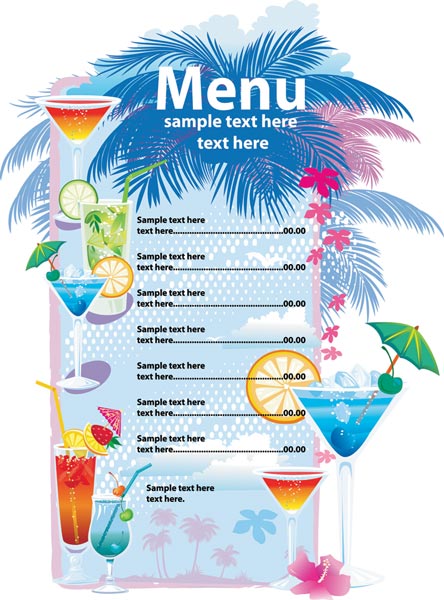 Alcoholic Drinks Menu Vector Template