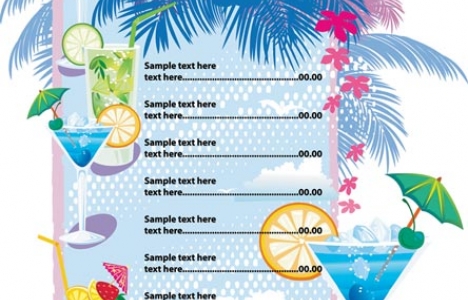 Alcoholic drinks menu template