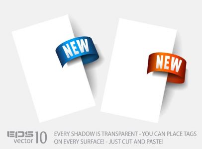 Arrow stickers with transparent shadow vectors