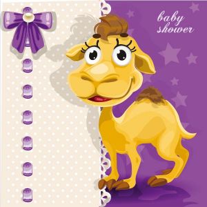 Happy baby camel vector card