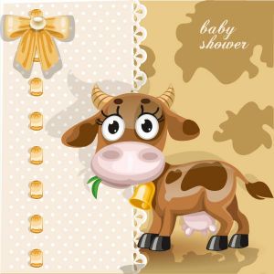 Happy baby cow vector card