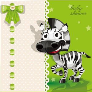 Happy baby zebra vector card