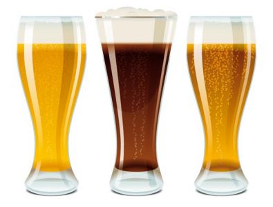 Glasses filled with beer vectors