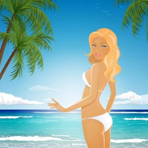 Girl on the beach vector