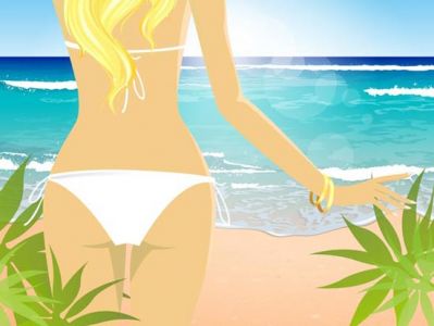 Girl on the beach vector