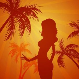 Girl shape on the beach vector