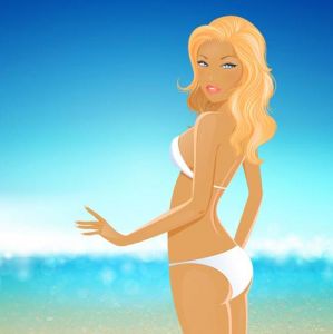 Girl on the beach vector