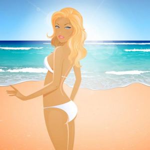 Girl on the beach vector