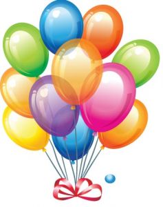Birthday cakes and balloons vectors