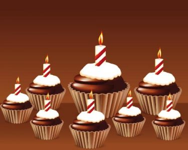 Birthday cakes with candles vectors