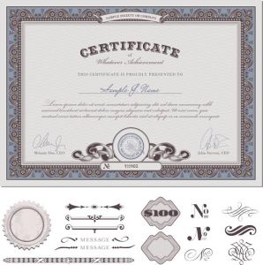 Certificate vector template