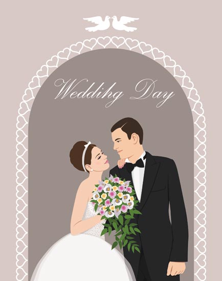 Bride And Groom Wedding Invitation Vectors