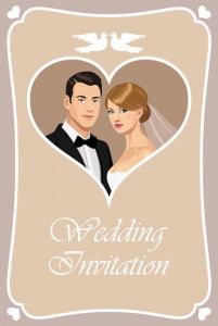 Bride and groom wedding invitation vector