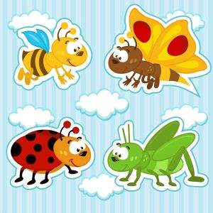 happy insects set cartoon illustration