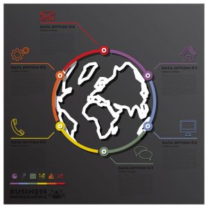 Earth And World Line Circle Shape Business Infographic