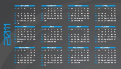 Business cards with 2011 calendar on verso