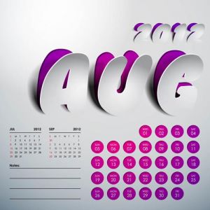 2012 Calendar sticker august vector