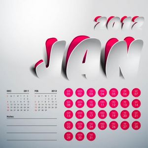 2012 Calendar sticker january vector