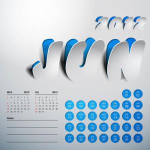 2012 Calendar sticker june vector