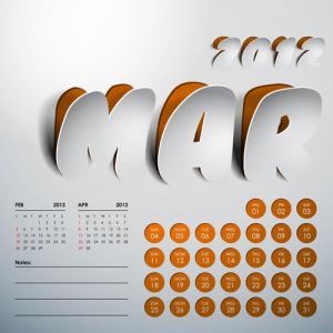 2012 Calendar sticker march vector