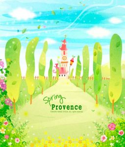 Cartoon fairy tale scenery vector