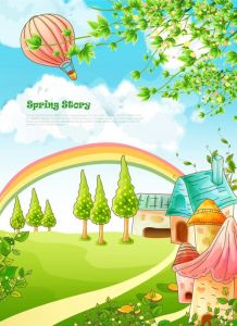 Cartoon fairy tale scenery vector