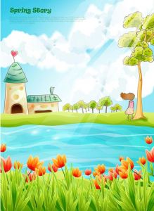 Cartoon fairy tale scenery vector