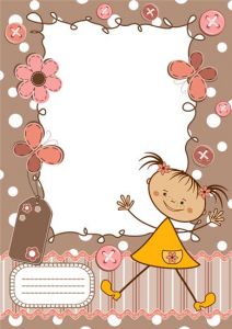 Cartoon frame with baby girl vector