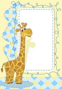 Cartoon frame with baby giraffe vector