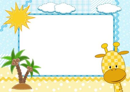 Cartoon frame with baby giraffe vector