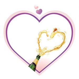 Champagne heart vector template